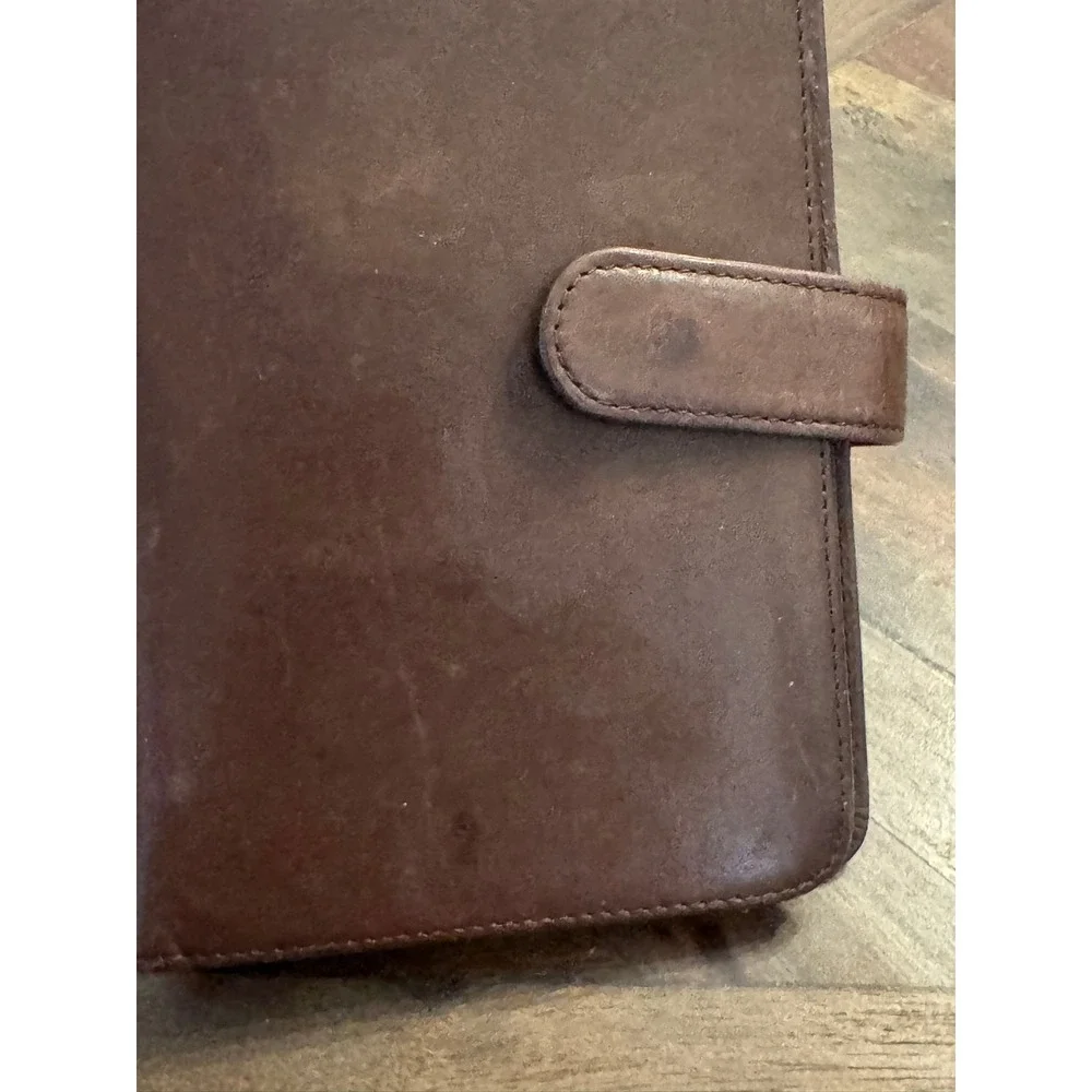 Wilson's Leather Vintage Brown Leather 6-Ring Personal Organizer Planner Binder
